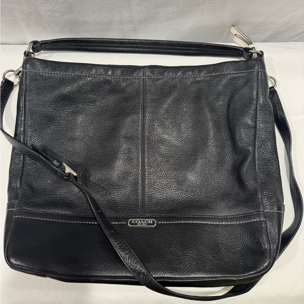 Coach Black Leather Shoulder Bag with Slouchy Design